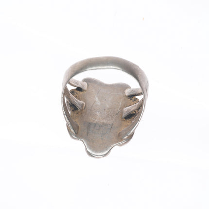 sz7 20's-30's vintage Navajo ingot silver green turquoise cluster ring