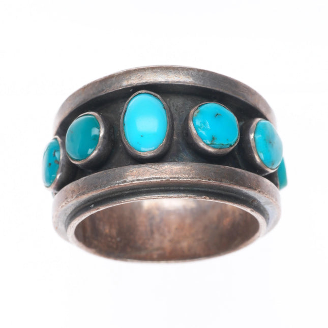 sz7 Noah Pfeffer southwestern sterling silver turquoise row ring