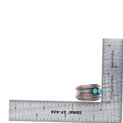 sz7 Noah Pfeffer southwestern sterling silver turquoise row ring