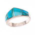 sz8 Chee Navajo Supersmith sterling silver ring with nice turquoise inlay