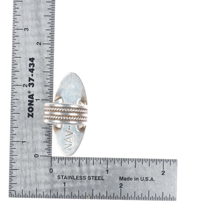 sz6.5 Vintage Navajo sterling silver side inlay turquoise 3 stone ring