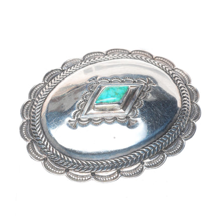 Vintage Taos Pueblo Sterling silver concho style belt buckle w/turquoise