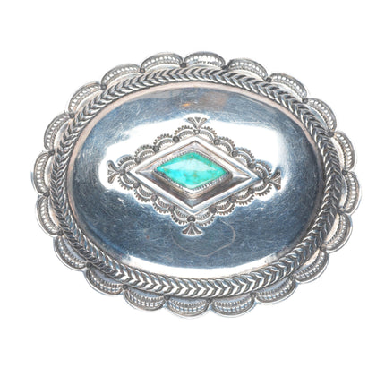 Vintage Taos Pueblo Sterling silver concho style belt buckle w/turquoise