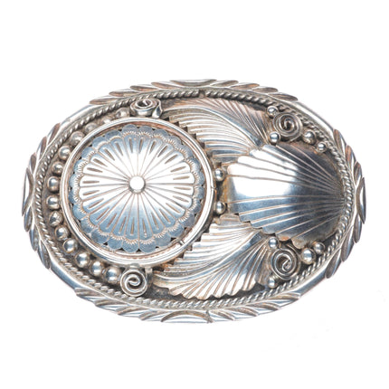 c1970's Vintage Navajo Spinner Belt buckle sterling silver/turquoise reversible