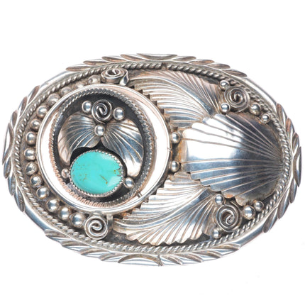 c1970's Vintage Navajo Spinner Belt buckle sterling silver/turquoise reversible