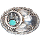 c1970's Vintage Navajo Spinner Belt buckle sterling silver/turquoise reversible