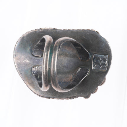 sz11 Huge vintage Navajo sterling silver men's ring with nice turquoise nugget
