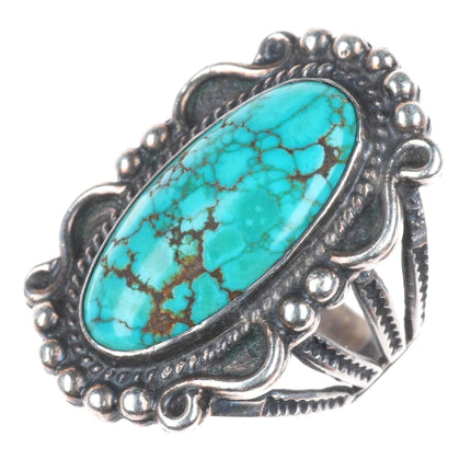 sz7 30's-40's Vintage Navajo sterling silver high grade turquoise ring