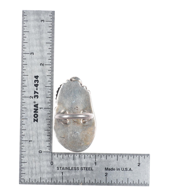 sz8.75 Large Vintage Bullock Navajo sterling silver turquoise ring