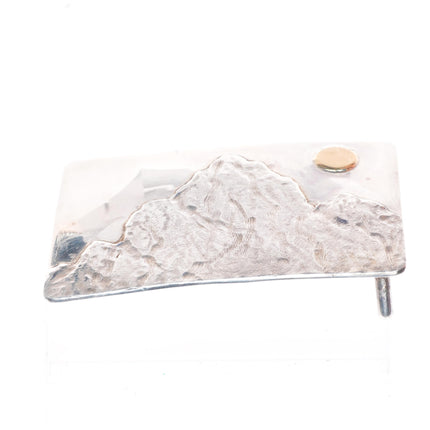 14k gold/Sterling silver Colorado Rocky mountains belt buckle