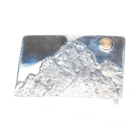 14k gold/Sterling silver Colorado Rocky mountains belt buckle