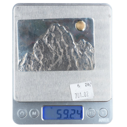 14k gold/Sterling silver Colorado Rocky mountains belt buckle