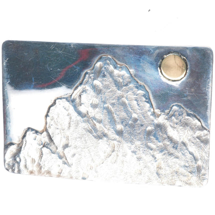 14k gold/Sterling silver Colorado Rocky mountains belt buckle