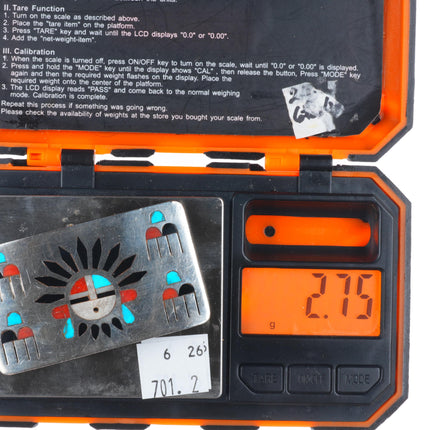 Vintage Zuni sterling silver sunface/raincloud multi-stone inlay belt buckle