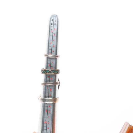 sz3-12 Southwestern/Navajo sterling silver turquoise/coral/shell ring lot