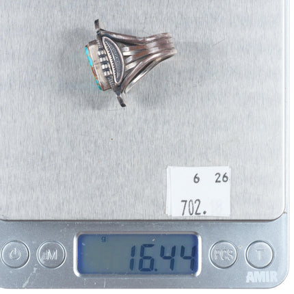 sz9 Stanley Parker Navajo sterling silver Pilot Mountain turquoise ring