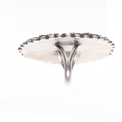 sz6 Big Vintage Zuni sterling silver needlepoint gem turquoise ring
