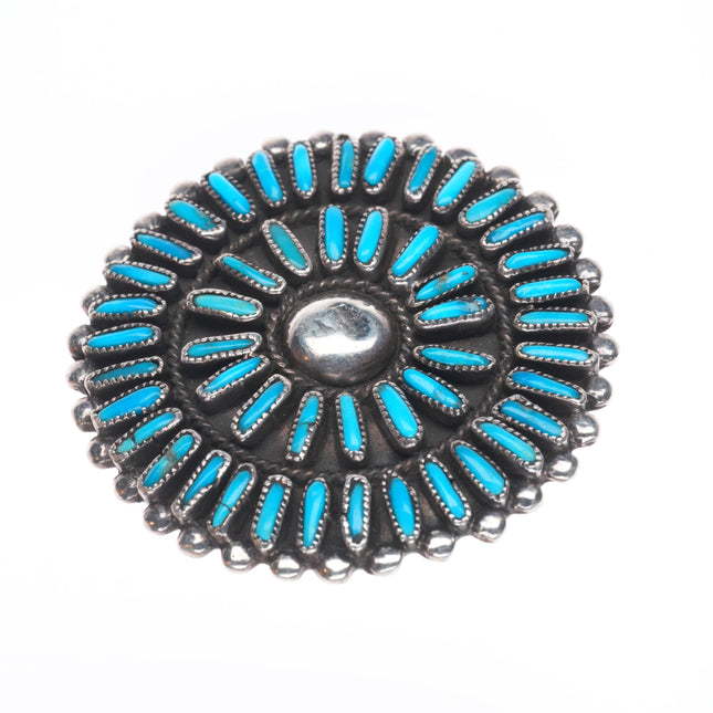 sz6 Big Vintage Zuni sterling silver needlepoint gem turquoise ring