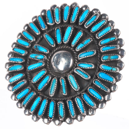 sz6 Big Vintage Zuni sterling silver needlepoint gem turquoise ring