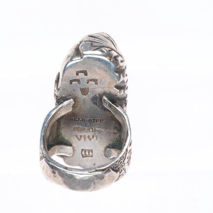 sz7 Chief Shatka Bear Step Vintage Sterling silver ring with turquoise