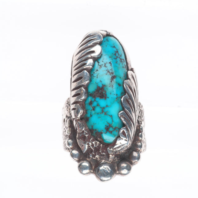 sz7 Chief Shatka Bear Step Vintage Sterling silver ring with turquoise