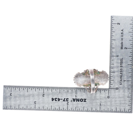 sz5.5 c1930's Navajo sterling silver twisted wire bezel 4 shank turquoise ring