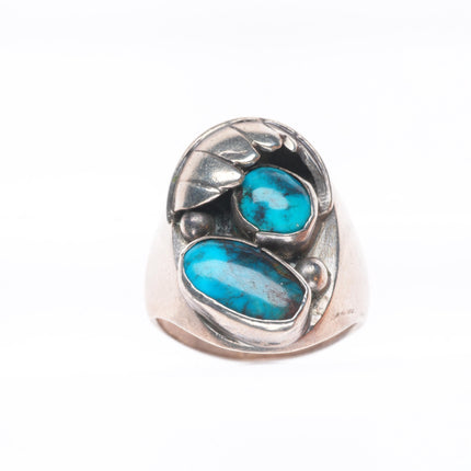 sz10.5 Bisbee Turquoise Vintage Navajo sterling silver men's ring