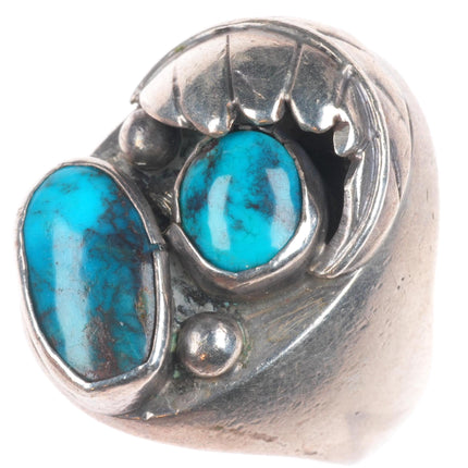 sz10.5 Bisbee Turquoise Vintage Navajo sterling silver men's ring