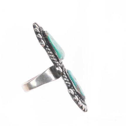 sz9 Big Vintage Navajo sterling silver ring with nice green turquoise