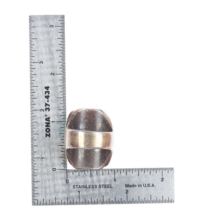 sz13 Big vintage Zuni sterling silver turquoise/shell channel inlay men's ring