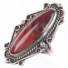 sz6.5 c1950 vintage Navajo sterling silver petrified wood agate long ring