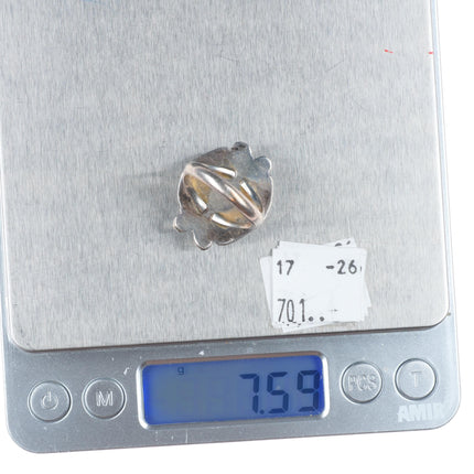 sz7 Vintage Navajo sterling silver green turquoise ring