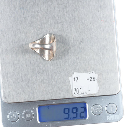 sz8 30's-40's Vintage Navajo sterling silver turquoise thunderbird ring