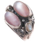 sz8 Vintage Annabelle Peterson Navajo sterling silver pink mother of pearl ring