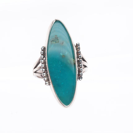 sz7 c1940's vintage Navajo Gem Silica long sterling silver ring
