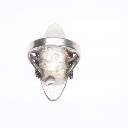 sz7 c1940's vintage Navajo Gem Silica long sterling silver ring