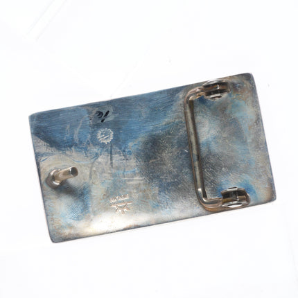 Weaver Selina Hopi Overlay Mudhead Kachina sterling silver belt buckle