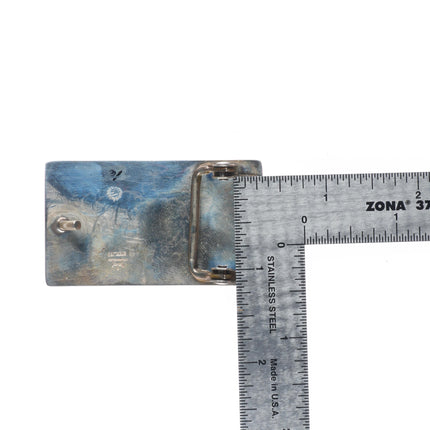 Weaver Selina Hopi Overlay Mudhead Kachina sterling silver belt buckle