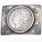 The Westerner Reno NV Sterling silver hand engraved dollar coin belt buckle