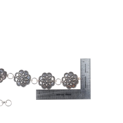 42" Vintage Southwestern/Navajo sterling silver deep stamped link concho belt