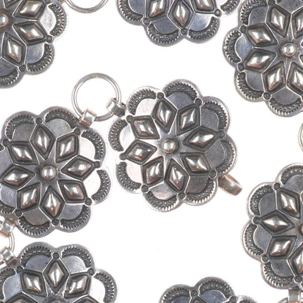 42" Vintage Southwestern/Navajo sterling silver deep stamped link concho belt