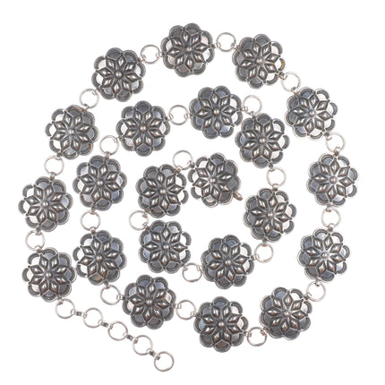 42" Vintage Southwestern/Navajo sterling silver deep stamped link concho belt