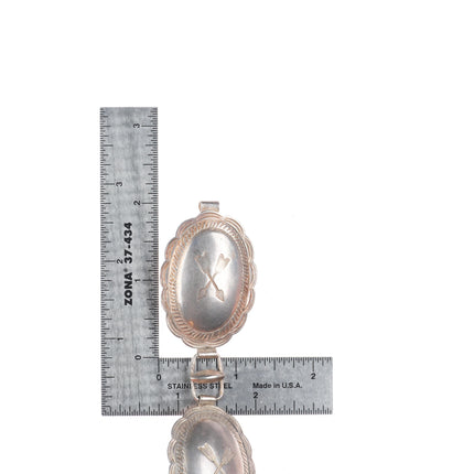 29.5" c1940's Vintage Navajo/Fred Harvey Era sterling silver stamped concho belt