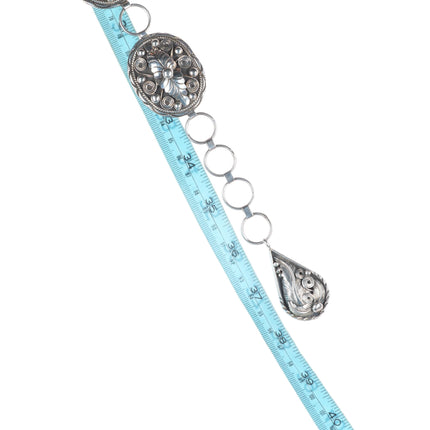 36" Gilbert Adeky Navajo vintage sterling silver feather link concho belt