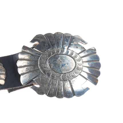 47" Mike Begay Navajo sterling silver hand stamped concho belt