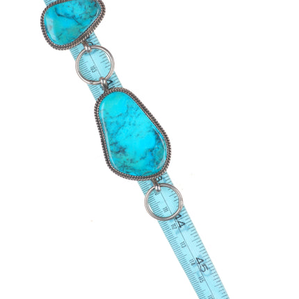 44" Vintage Navajo sterling silver turquoise link concho belt Running Bear shop