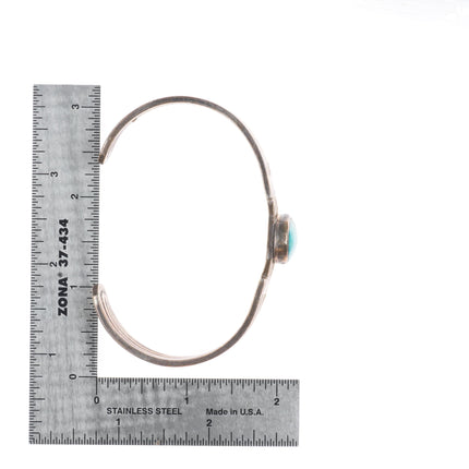 7.5" Vintage Navajo sterling silver turquoise open band cuff bracelet