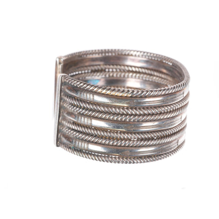 6.7" c1940 Vintage Navajo  twisted wire arrow stamped wide band cuff bracelet