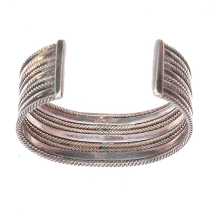6.7" c1940 Vintage Navajo  twisted wire arrow stamped wide band cuff bracelet
