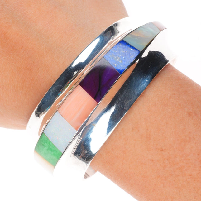 6.5" Frank Carrillo Laguna Sterling silver Sugilite, Coral, opal cuff bracelet